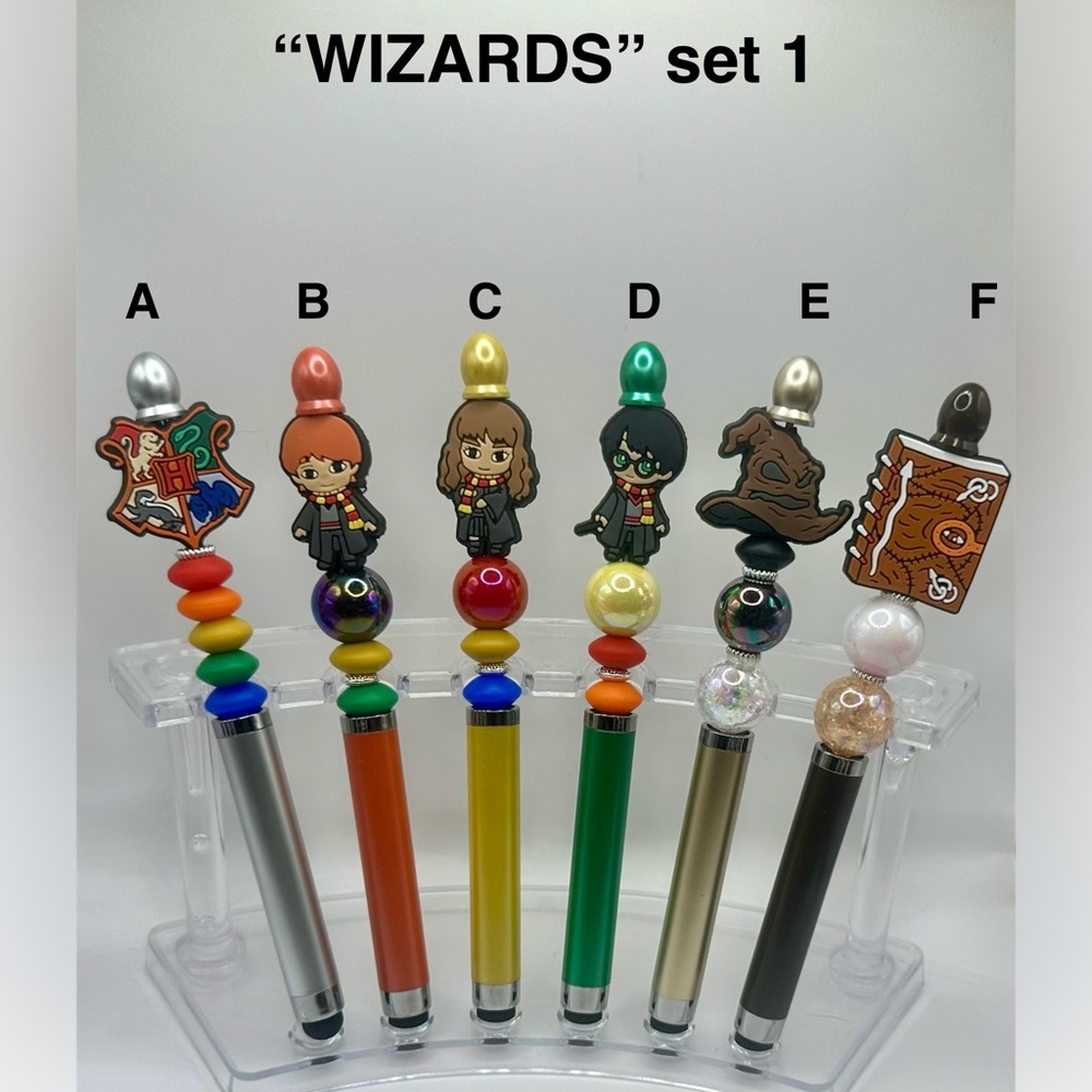 6 pc.-Magic Wizard Character beaded Stylus/Pen